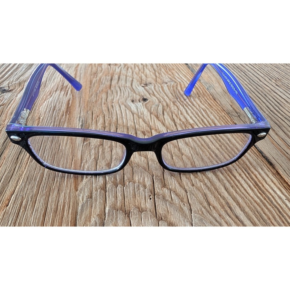 Full Rim Rectangular Black Purple Eyeglass Frame 50-18-14 Retro Modern Remote